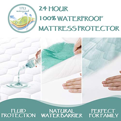 Softhour Queen Quilted Waterproof Mattress Pad Cover,Soft Mattress Pad Cover, Waterproof Mattress Protector Stretches up to 16” Deep Pocket-Hollow Alternative Filling-Cooling Mattress Topper - Image 3
