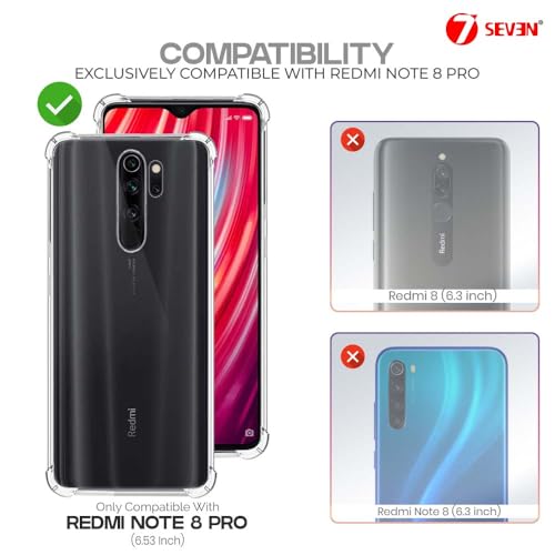 7-Seven 7SEVEN® Back Cover for Mi Redmi Note 8 Pro Transparent Mobile Back Case Shock Proof Design Camera Edges Protection Crystal Clear Phone Case Silicon Soft TPU and Flexible Bumper Phone Cover - Image 2