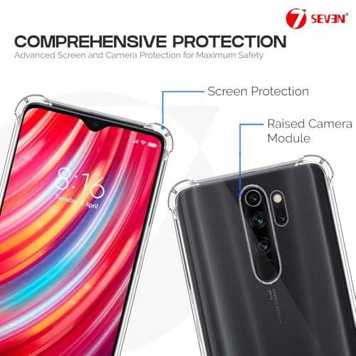 7-Seven 7SEVEN® Back Cover for Mi Redmi Note 8 Pro Transparent Mobile Back Case Shock Proof Design Camera Edges Protection Crystal Clear Phone Case Silicon Soft TPU and Flexible Bumper Phone Cover - Image 3