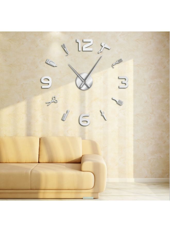 NIBEMINENT DIY Barber Tool Kit Designed Wall Clock Silver 15x10x4.5cm - Image 3