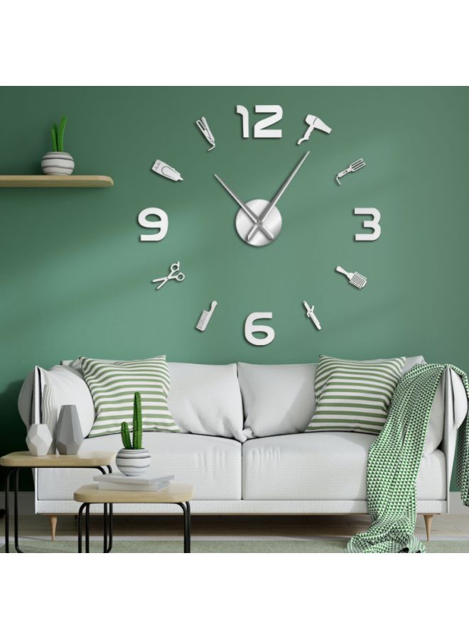 NIBEMINENT DIY Barber Tool Kit Designed Wall Clock Silver 15x10x4.5cm - Image 2