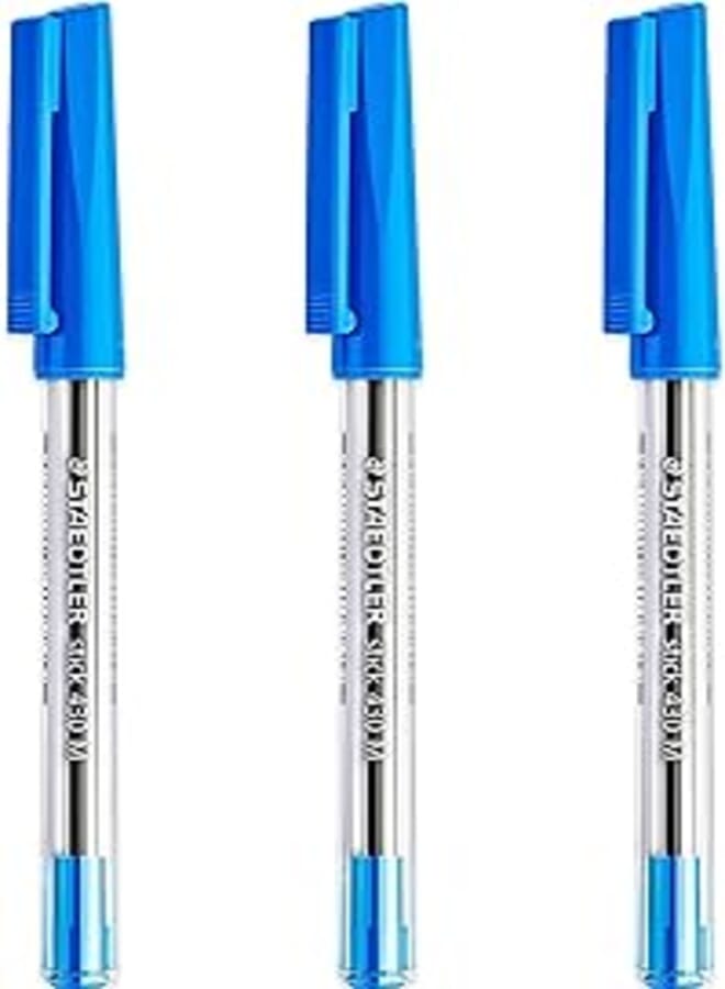 Staedtler medium 0.5mm 430 stick ballpoint pens writing pen smooth - blue ink - pack of 3