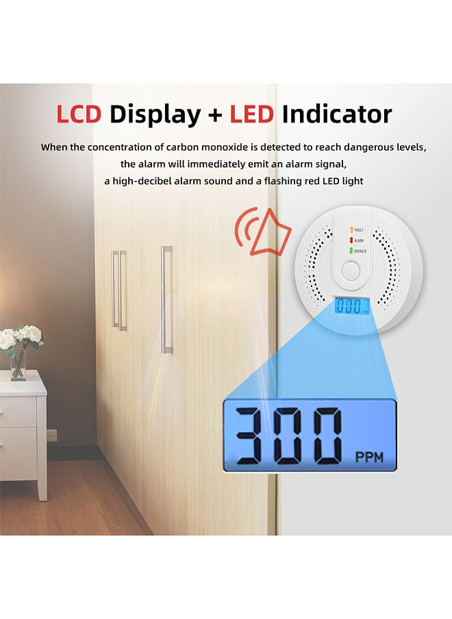 Generic Digital Carbon Monoxide Detector with LED Indicator Battery Powered CO Gas Monitor Alarm Detector Portable CO Detector Home Use  - Image 2