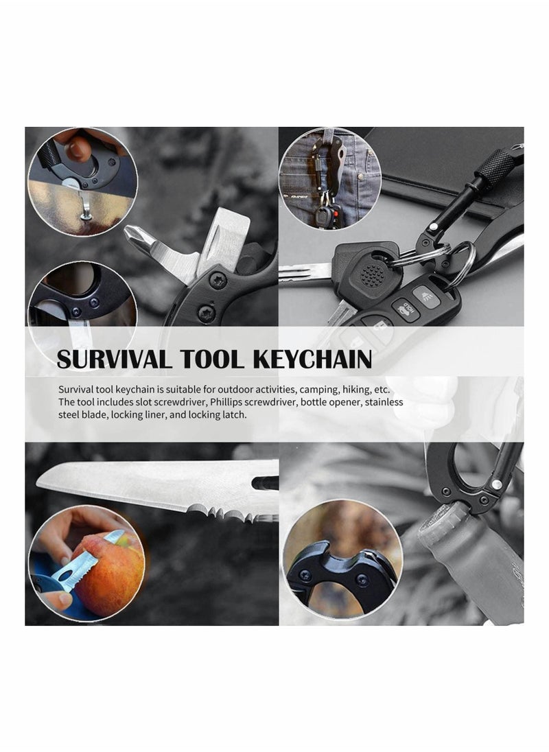 SYOSI - 2 Pcs 7 In 1 Keychain Multitool Climbing Carabiner D Shape Buckle Multi Functional Tool with Bottle Opener Glass Breaker Phillips Screwdriver Keychain Knife for Men Hiking Camping - Image 1