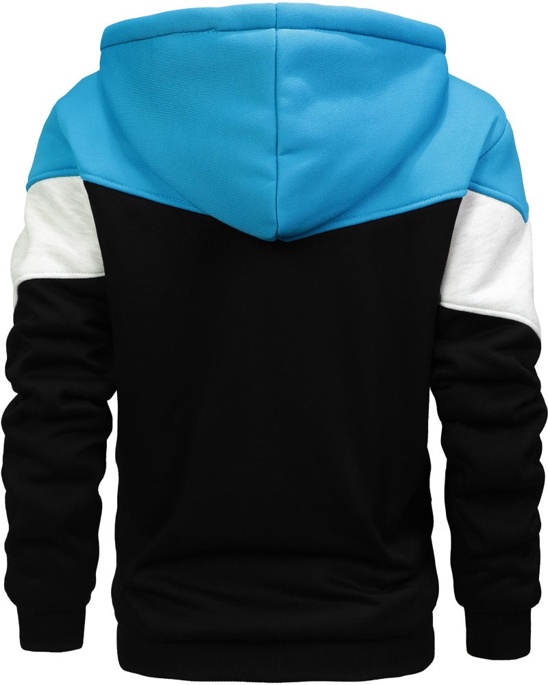 AIELVIN Men's Winter Fleece Thermal Jackets for Men Sherpa Lined Hoodies Warm Thick Jacket Outerwear LakeBlue Grey Black(995) L - Image 3