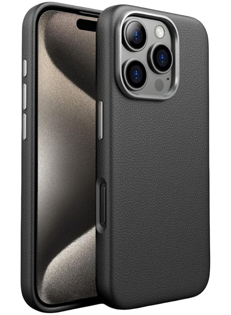 iPhone 15 ,with Metal Camera Protection Compatible with Handmade Genuine Italian Leather Ultra Thin Non-Slipping Scratch Free Case (silver)  - Image 3
