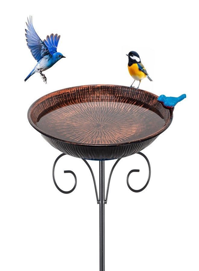 VEWOSTAR Metal Bird Bath for Outdoor,10" Wide Standing Frees Birdfeeder with Metal Stake,Vintage Bird Baths Feeder Bowl for Outdoors Garden Patio Yard Lawn Decor (Antique Bronze) - Image 1