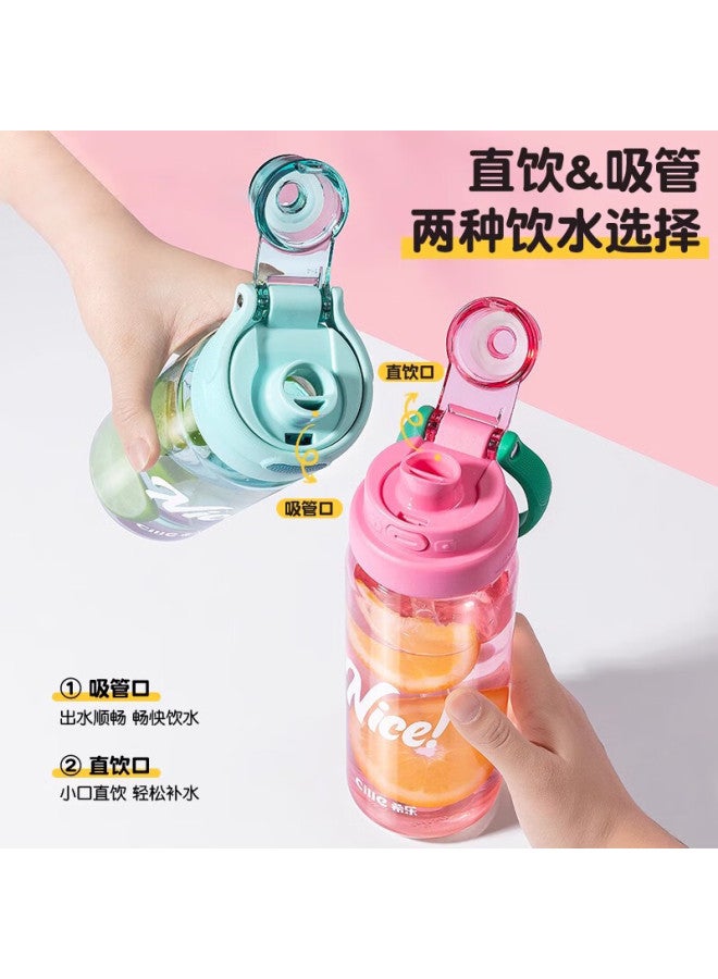 Cille Tritan Water Bottle For Women High-value Straw Cup Large Capacity Portable Outdoor Student Flip Lid Cup
