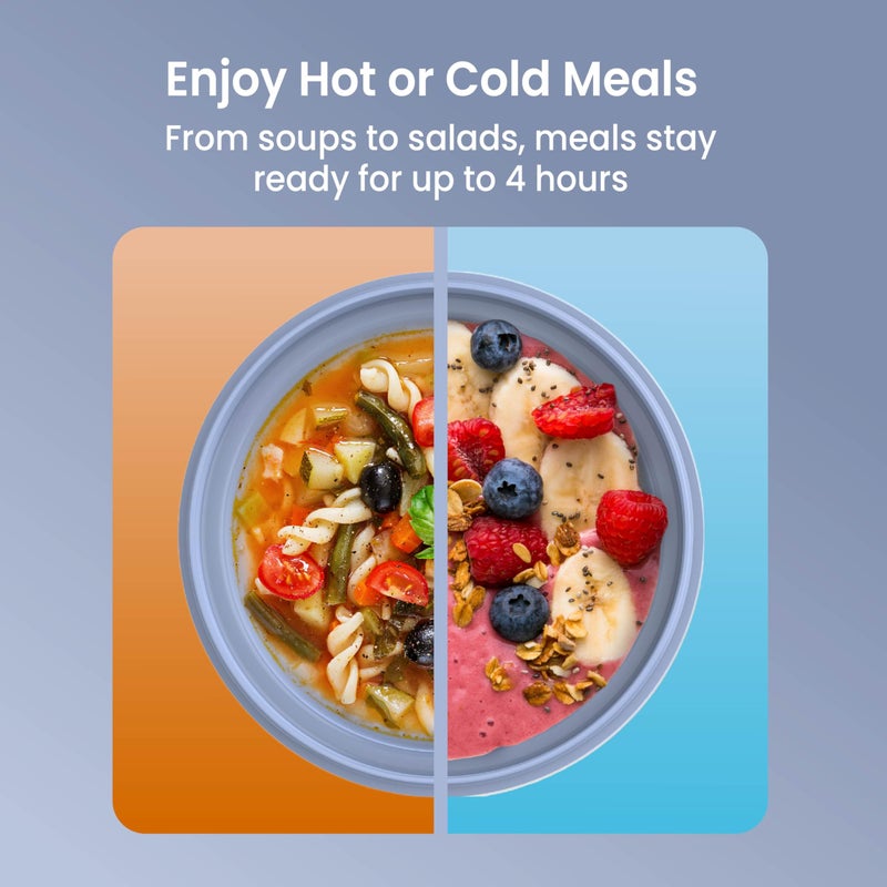 Bentgo Bowl - Insulated Leak-Resistant Bowl with Snack Compartment, Collapsible Utensils and Improved Easy-Grip Design for On-the-Go - Holds Soup, Rice, Cereal & More - BPA-Free, 21.2 oz (Slate) - Image 4