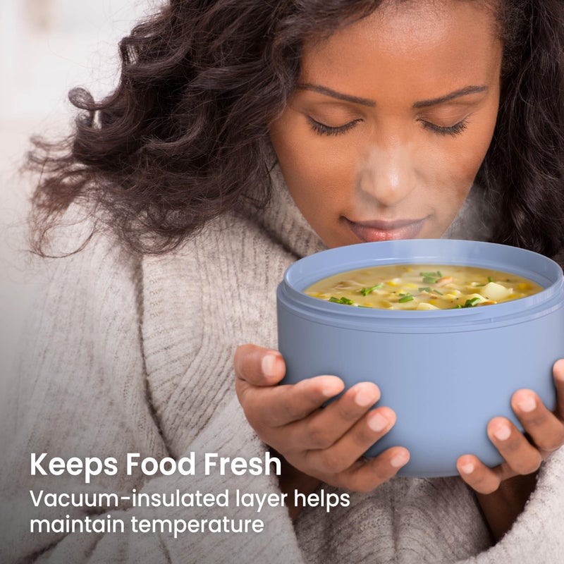 Bentgo Bowl - Insulated Leak-Resistant Bowl with Snack Compartment, Collapsible Utensils and Improved Easy-Grip Design for On-the-Go - Holds Soup, Rice, Cereal & More - BPA-Free, 21.2 oz (Slate) - Image 3