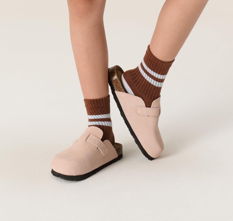 Project Cloud 100% Genuine Leather Kids Clogs with Natural Cork Footbed & Memory Foam Insole Arch Support Non-Slip Clogs for Kids Slippers Sandals for Boys & Girls Footwear(LittleBenton,BRWNSUGACT,12) - Image 2