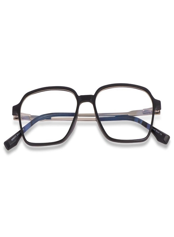 JOY EYEWEAR Premium Square Blue Cut Specs Zero Power Lightweight & Blocks Harmful Rays| UV Protection Specs | Men & Women | Medium - Matte Black - Image 5