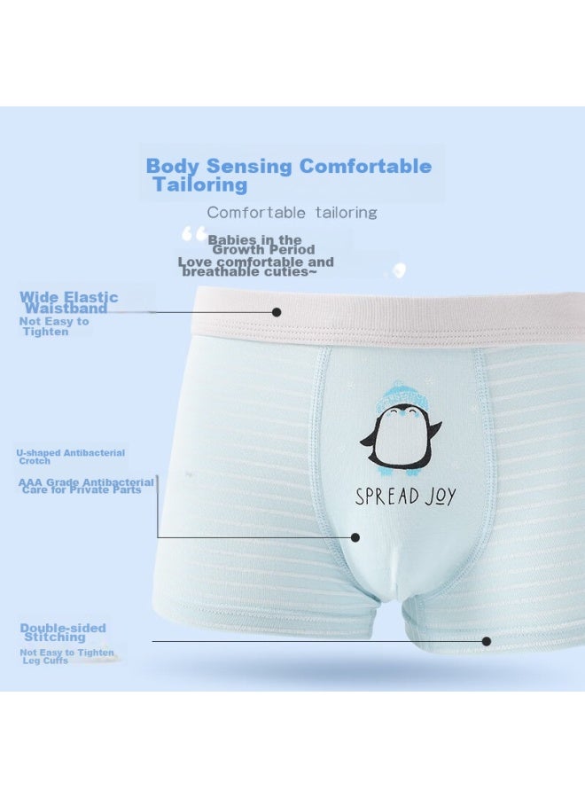 LANG SHA Langsha Children's Underwear, Boys' Boxer Briefs, Antibacterial Modal, For Older Children, Class A, Boys' Shorts, Penguin Pattern, 4 Pairs, Size 110 - Image 3