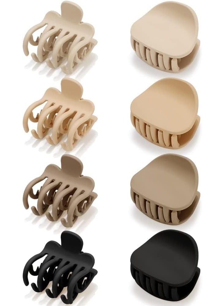 8 Pcs Small Hair Clips, Claw Clips for Thin Hair, Neutral Claw Clips, Double Row Teeth Matte Medium Hair Clips, Mini Jaw Clips Hair Accessories, for Thick Thin Fine Short Hair - Image 1