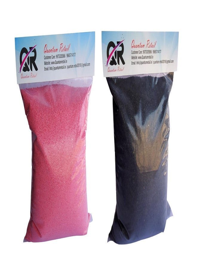 Quantum Retail Sugar Size Crystal/Quartz Silica Sand for Home and Garden Decor; Aquarium Substrate; Terrarium, Aquarium Decorative Sand (250 Grams Black Sand + 250 Grams Pink Sand) - Image 1
