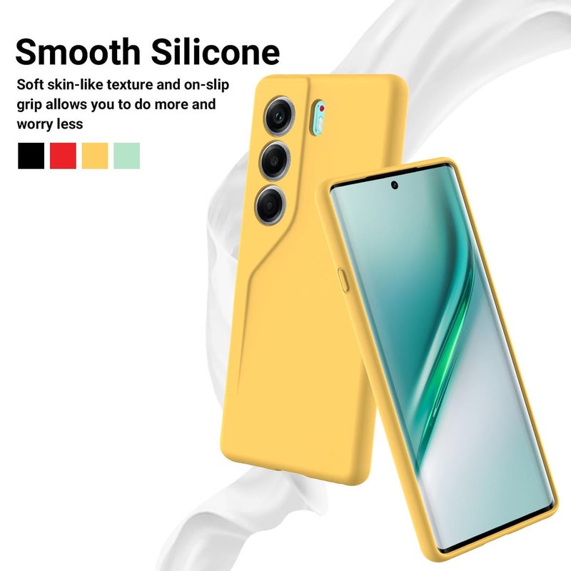 إيروريكس جراب هاتف Tecno Camon 40 Pro 5G بلون سادة من السيليكون السائل المقاوم للسقوط بتغطية كاملة (أصفر) - Image 3