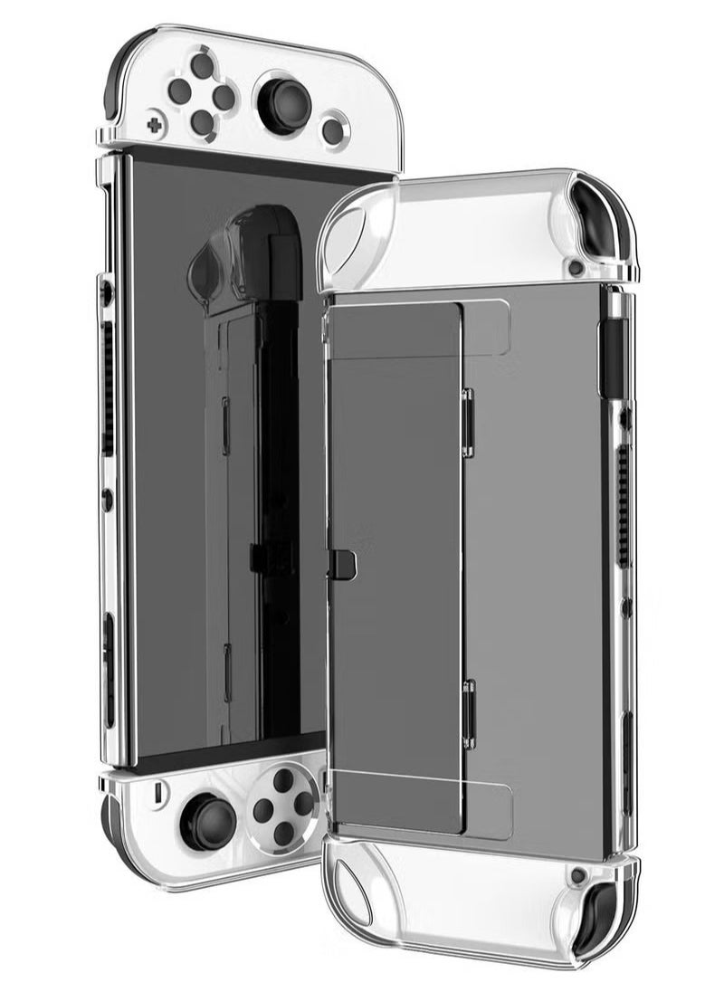 Crystal Clear Protective Case Compatible with Nintendo Switch OLED PC Material Shockproof and Scratchproof with Stand Function Cover