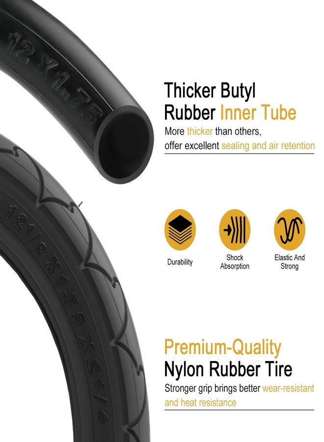 aledaras Front 12/12.5×1.75/2.125/2.25 Tires and Tubes, 12.5" x 2.25 Front Wheel Inner Tire Set Compatible with BOB Stroller Revolution Se Pro Flex Jogging Duallie Stroller(1Sets) - Image 2