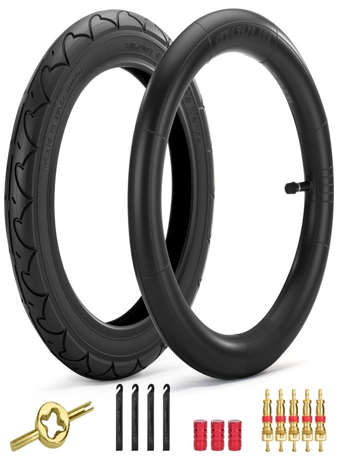 aledaras Front 12/12.5×1.75/2.125/2.25 Tires and Tubes, 12.5" x 2.25 Front Wheel Inner Tire Set Compatible with BOB Stroller Revolution Se Pro Flex Jogging Duallie Stroller(1Sets) - Image 1
