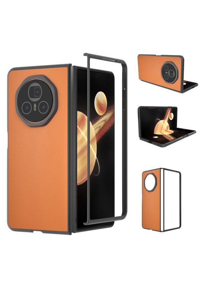 erorex For Honor Magic V3 PU Leather Black Frame Full Coverage Phone Case(Orange) 