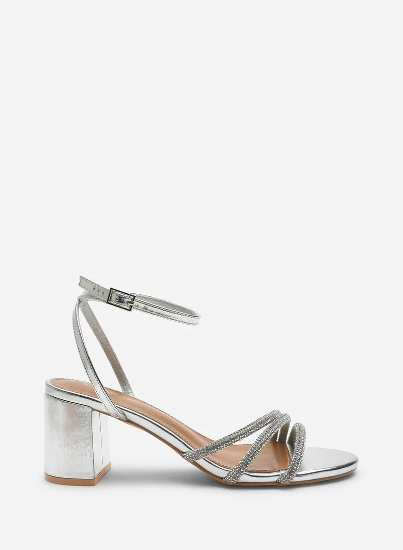 ويرز ذات فروم Khalani Silver Diamante Strappy Heels