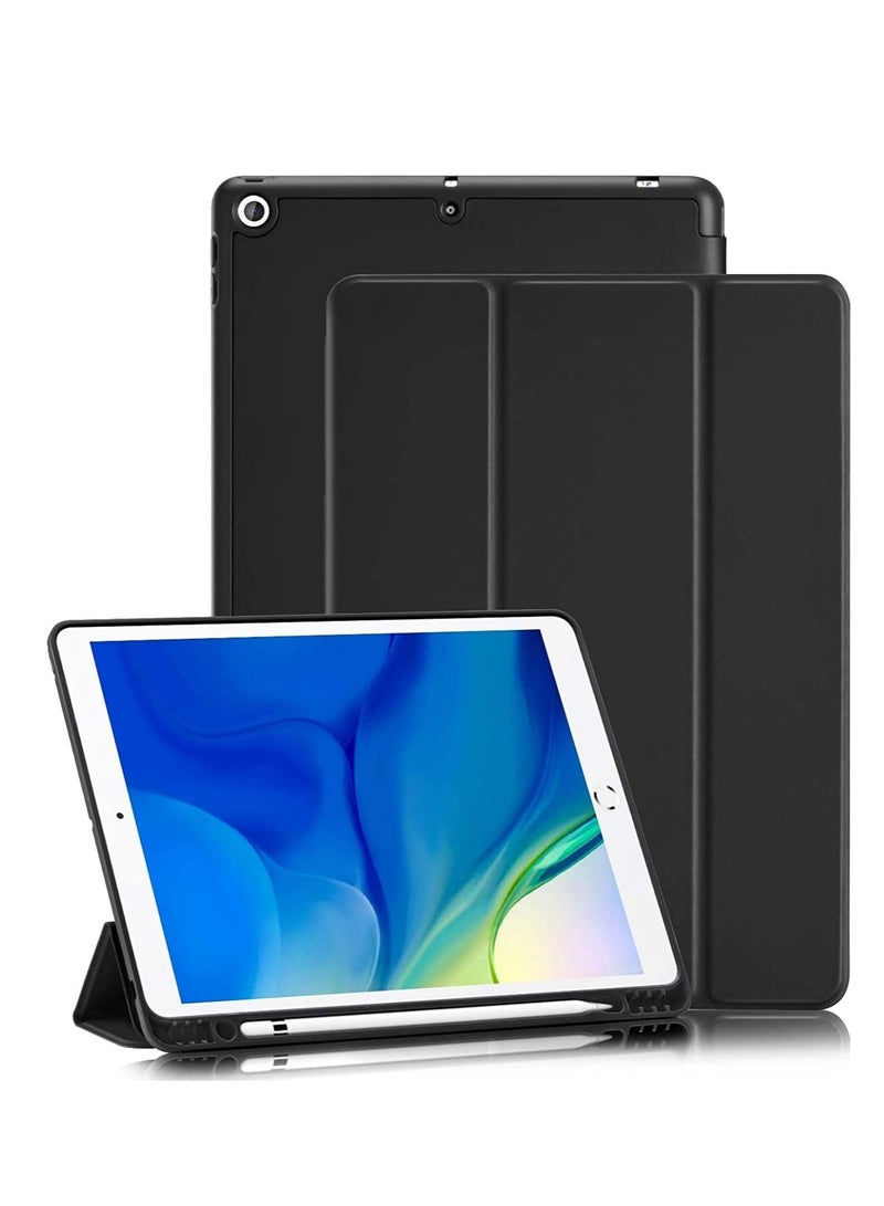 iPad 6th Generation Case, iPad 5th Generation Case with Pencil Holder, Premium Folio Folding Stand Smart Auto Wake/Sleep Protective Tablet Case Cover for Apple iPad 9.7 Inch 2018/2017, (Black) - Image 1