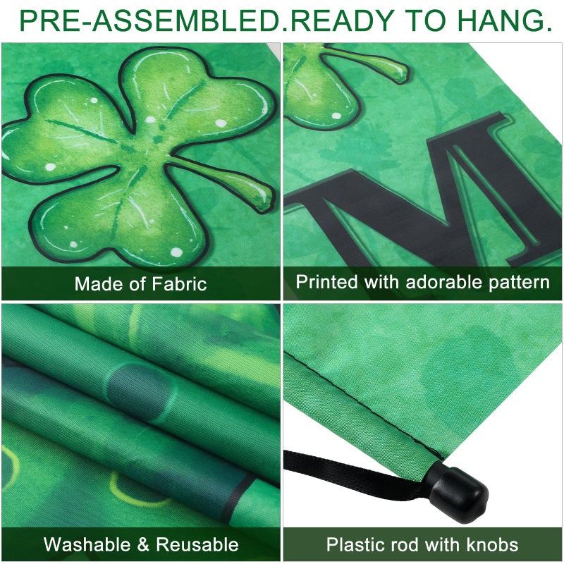 Tiamon 2 Pcs St Patrick's Day Door Banner Decoration:patricks Front Porch Door Cover Green Shamrock Welcome Sign Backdrop for Saint Patrick's Irish Party Home Class Office Wall Decor - Image 3