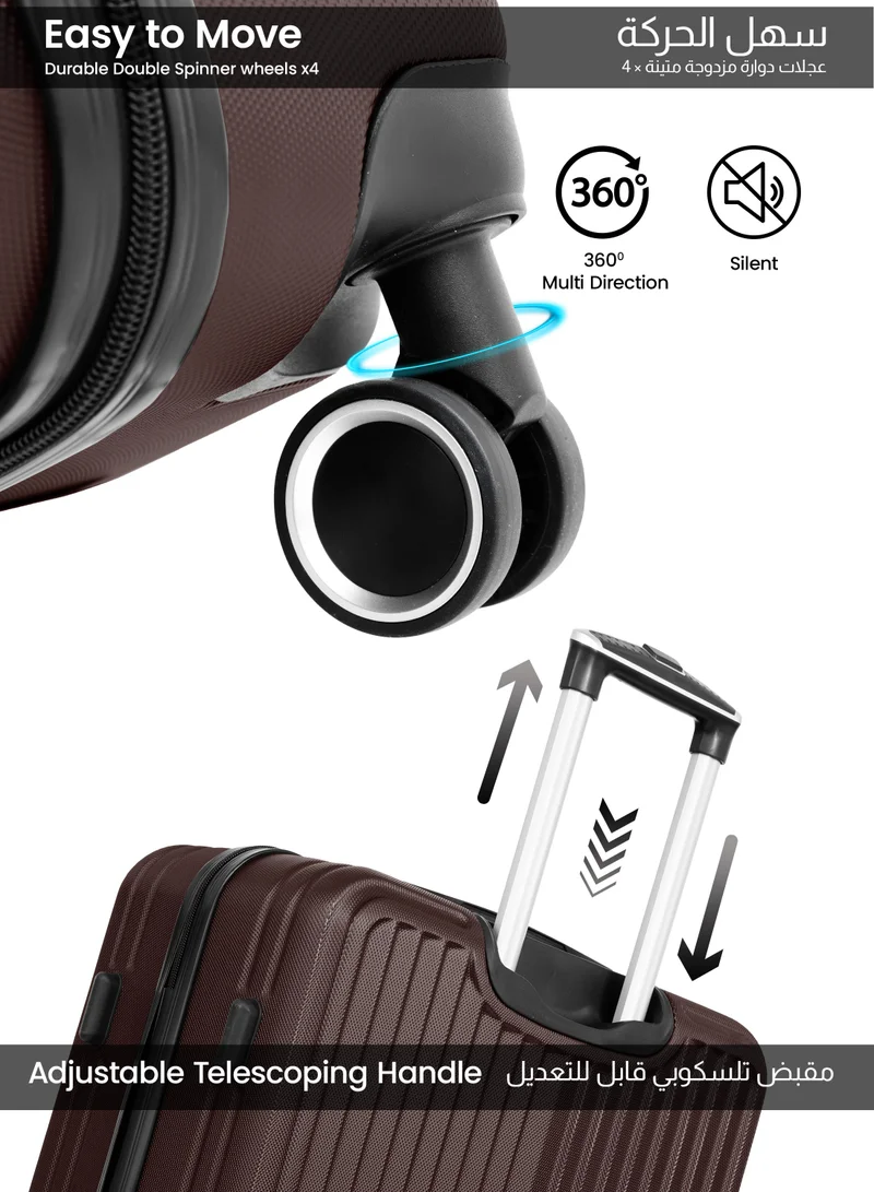 بارا جون حقيبة سفر بعجلات كبيرة من  خفيفة الوزن  بوصة - قهوة