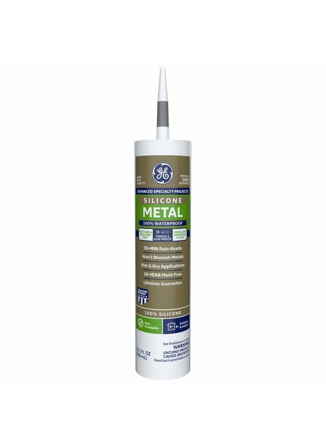 GE GE Sealants & Adhesives GE5050 Advanced Silicone 2 Sealant, 10.1oz, Metallic Gray  - Image 1