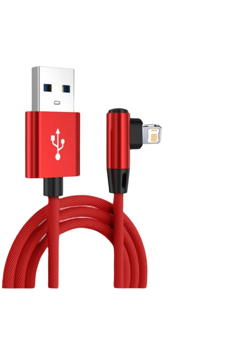 3m Red 90 Degree USB Cable For iPhone 14 13 12 11 Pro Max X XR 6s 7 8 Plus 2m 3m Lead Mobile Phone F