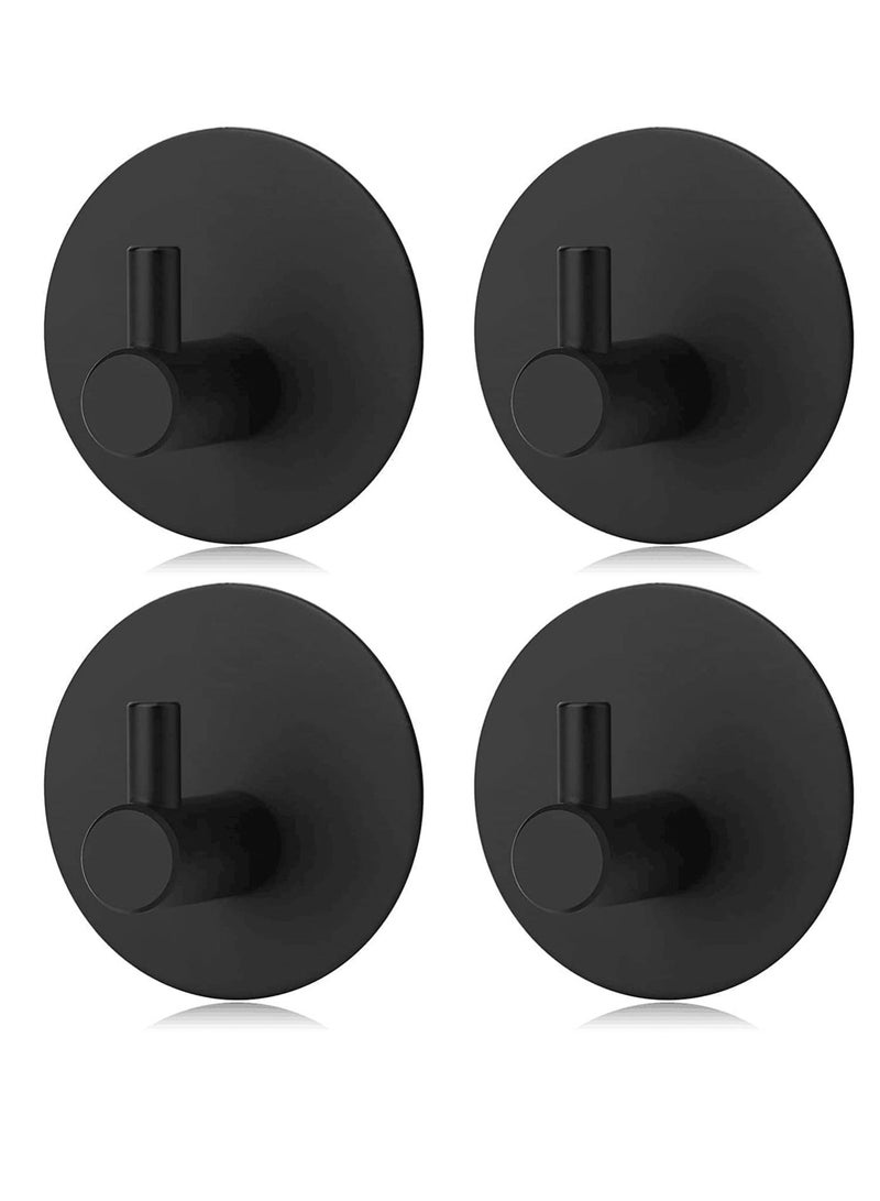 4 Pcs Black Self Adhesive Hooks, Self Adhesive Wall Mounted Hanger, No Drill No Screw for Key Coat Towel for Kitchen Bathroom Toilet - Image 1