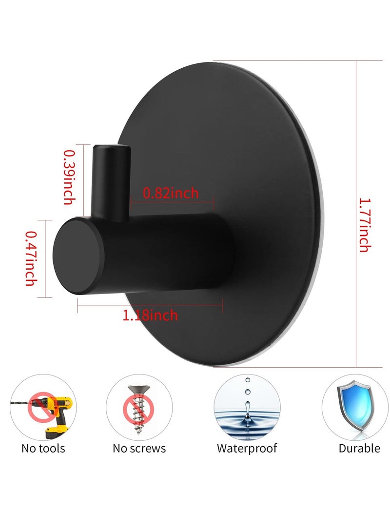 4 Pcs Black Self Adhesive Hooks, Self Adhesive Wall Mounted Hanger, No Drill No Screw for Key Coat Towel for Kitchen Bathroom Toilet - Image 2