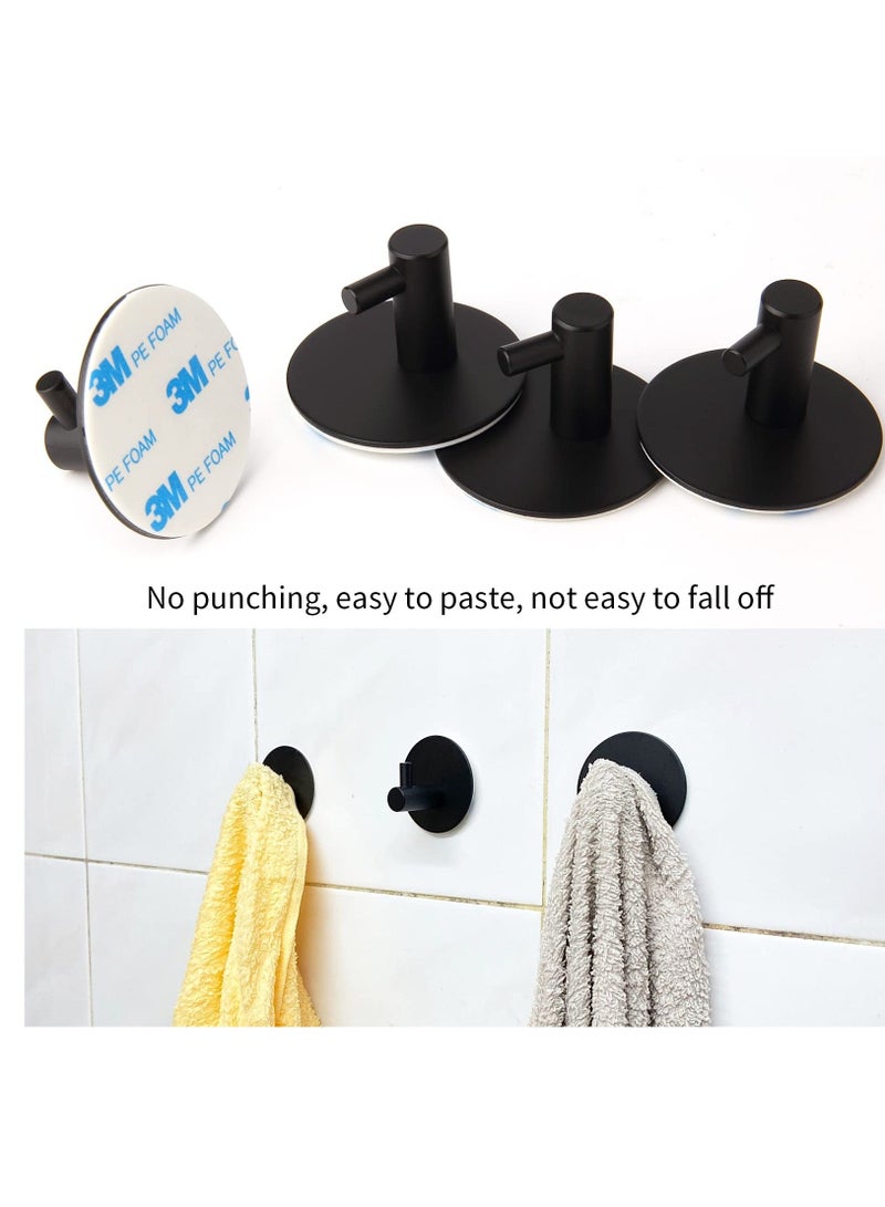 4 Pcs Black Self Adhesive Hooks, Self Adhesive Wall Mounted Hanger, No Drill No Screw for Key Coat Towel for Kitchen Bathroom Toilet - Image 4