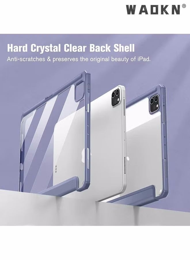 راكسوم غطاء حماية لجهاز Apple iPad Pro مقاس 11 بوصة (2022/2021/2020/2018) الجيل مع حامل قلم رصاص، [يدعم شحن قلم Apple وTouch ID]، جراب شفاف شفاف مع خاصية الإيقاظ/السكون التلقائي، أزرق - Image 5