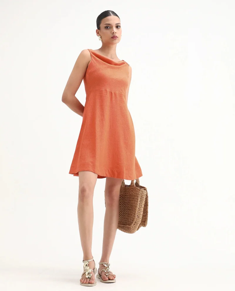 Rareism Women's Short 100% Linen Dress