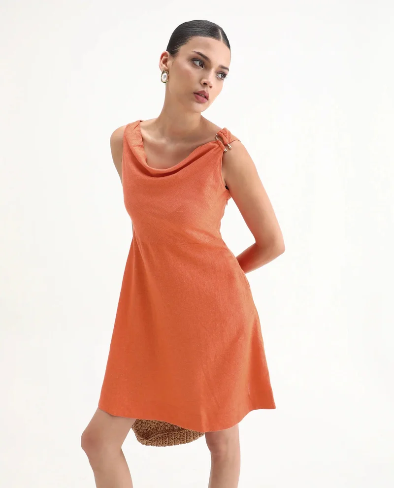 Rareism Women's Short 100% Linen Dress