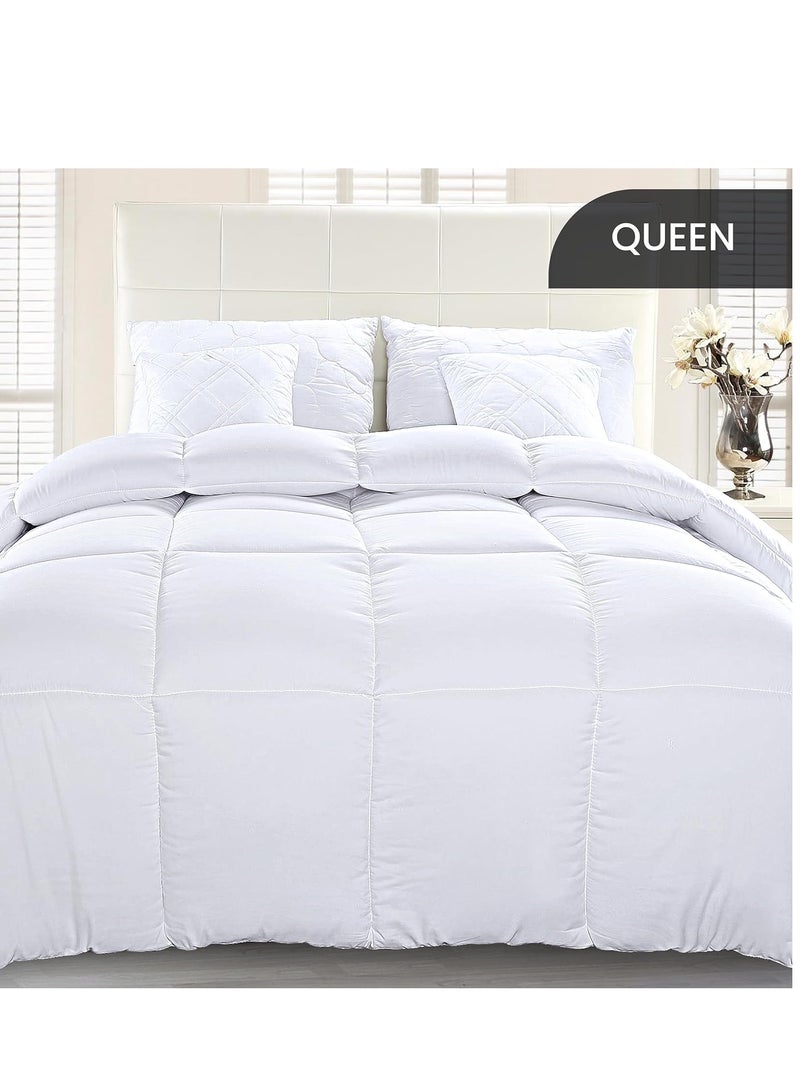 Utopia Bedding Utopia Bedding Comforter Duvet Insert - Quilted Comforter with Corner Tabs - Box Stitched Down Alternative Comforter (Queen, White)  - Image 2