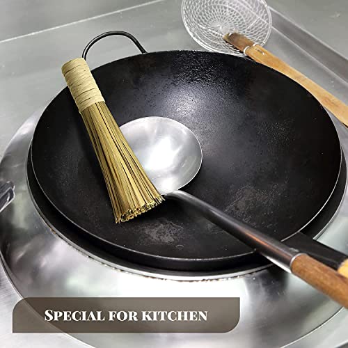 PAUL SONS Hospitality Wok Cleaning Brush/Whisk Bamboo Scrub Brush Kitchen Cleaning Pot Scrubber Dish Pan Brush for Cooking Skillet Grill Utensils Scrubbing Cleaning Pack of 1Pc - Image 3