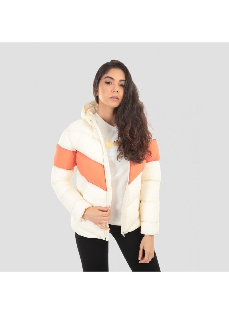 DIADORA Panel Detailed Lightweight W Be One Cream Color Women's Coat - D202009-580  - Image 4