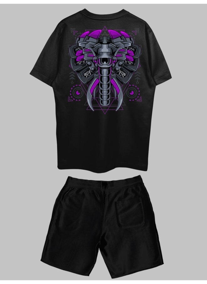 THREADCURRY - THREADCURRY Alien Invader Printed Co-ord Set for Men - Half Sleeve Oversized T-Shirt and Shorts - Image 1