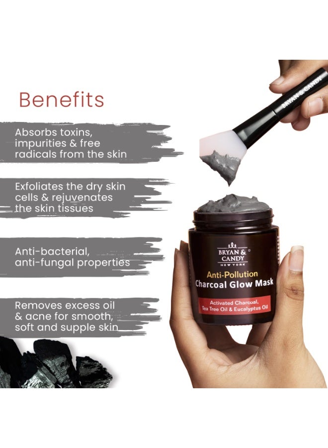 Bryan & Candy New York Anti Pollution Charcoal Glow Face Mask with Activated Charcoal, Tea Tree Oil And Eucalyptus Oil (100 gm) - Image 2