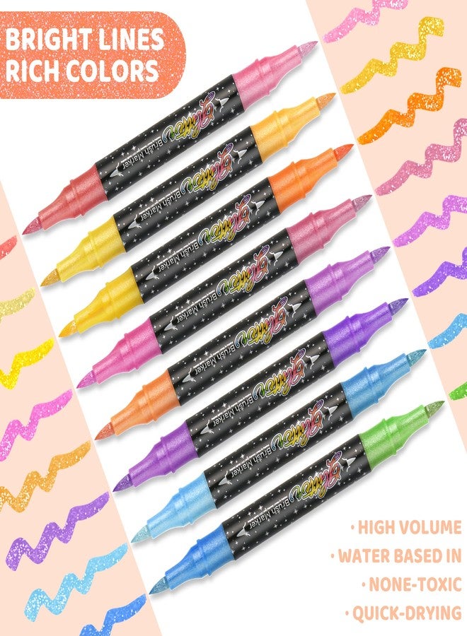ZSCM 48 Colors Dual Glitter Brush Markers, 24 Pack Stocking Stuffers for Teen, Metallic Sparkle Markers for Doodle Writing, Glitter Art Crafts Gifts Trendy Stuff Christmas Stocking Stuffers - Image 2