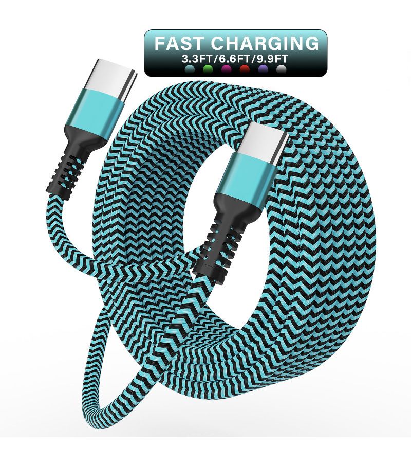 60W Type C To Type C Super Fast Charge Data Cable Durable Pattern Nylon Circular Cable Length 100cm Purple Black Charging And Data Transmission Compatible Smartphones - Image 1