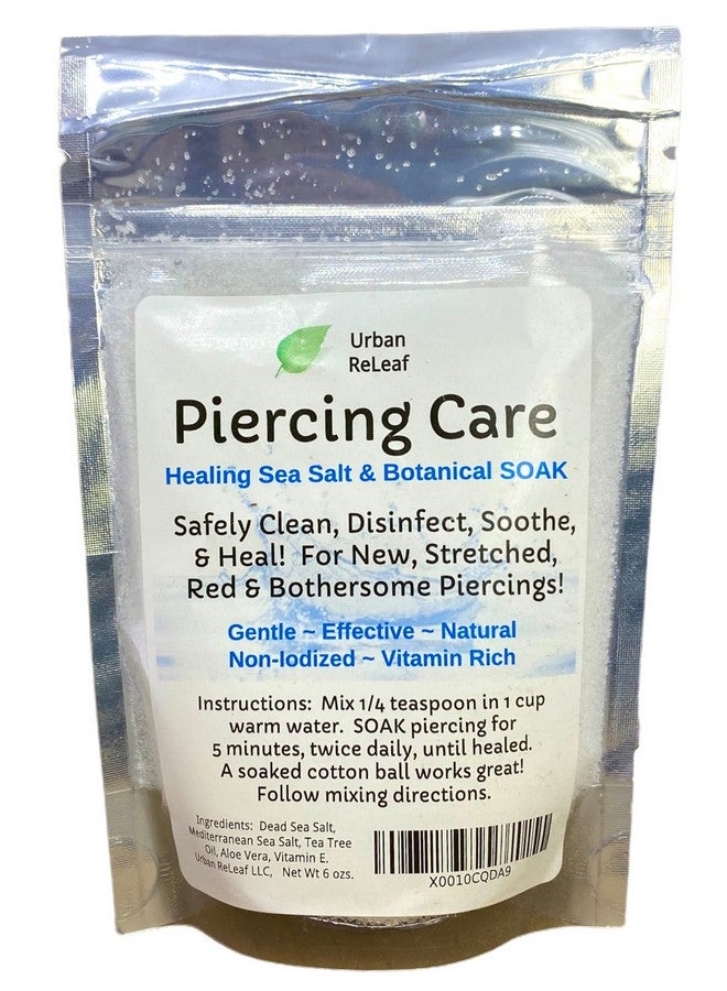 Urban ReLeaf Piercing Care 6 Oz. Bag, Soothing Sea Salt & Botanical Soak. Aftercare Solution Concentrate, Makes 90 Cups. - Image 1