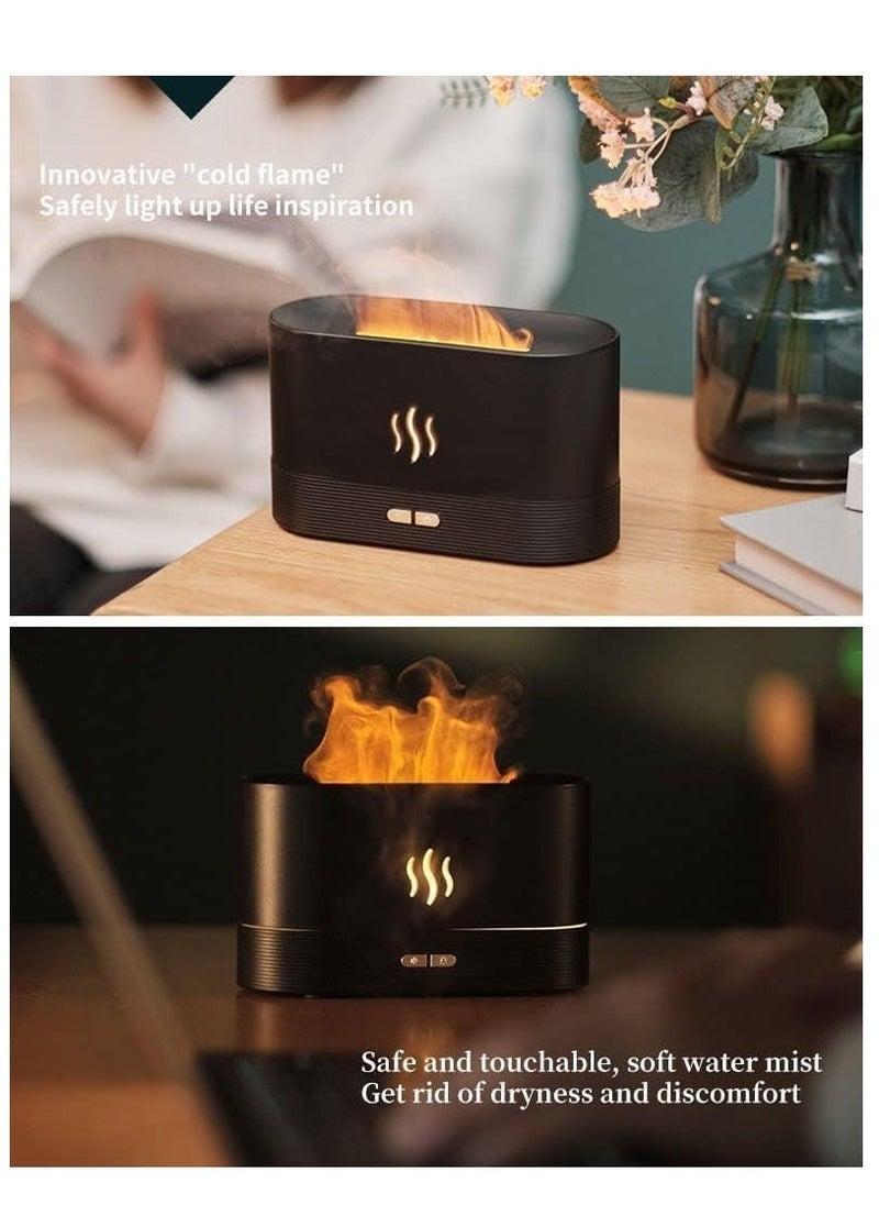 Flame Humidifier Night Light Quiet Desk Top USB Humidifier Aromatherapy Essential Oil Aroma Diffuser for Home Spa Office Bedroom Baby Room (Flame Aroma Diffuser, BLACK) - Image 2