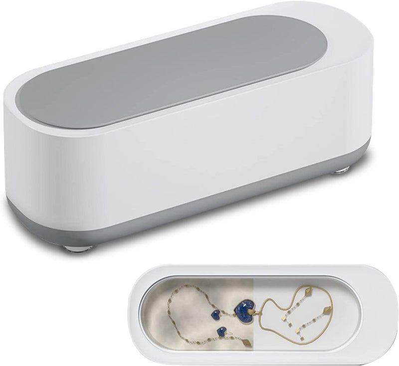 Jewelry Ultrasonic Cleaner, 300ml Portable Ultrasonic Cleaner, Ultrasonic Cleaning Machine for All Jewelry Rings, Eyeglasses Watches, Dentures Necklace, Earring Necklace (Grey) - Image 1