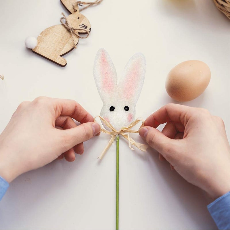 pinkblume Easter Felt Garland Wool Rabbit Pom Pom Banner,Handmade Bunny Ball Garland for Easter Holiday Baby Shower/Some Bunny is One/Nursery Decorations/Wall Hanging Decor(White/Pink/Grey) - Image 5