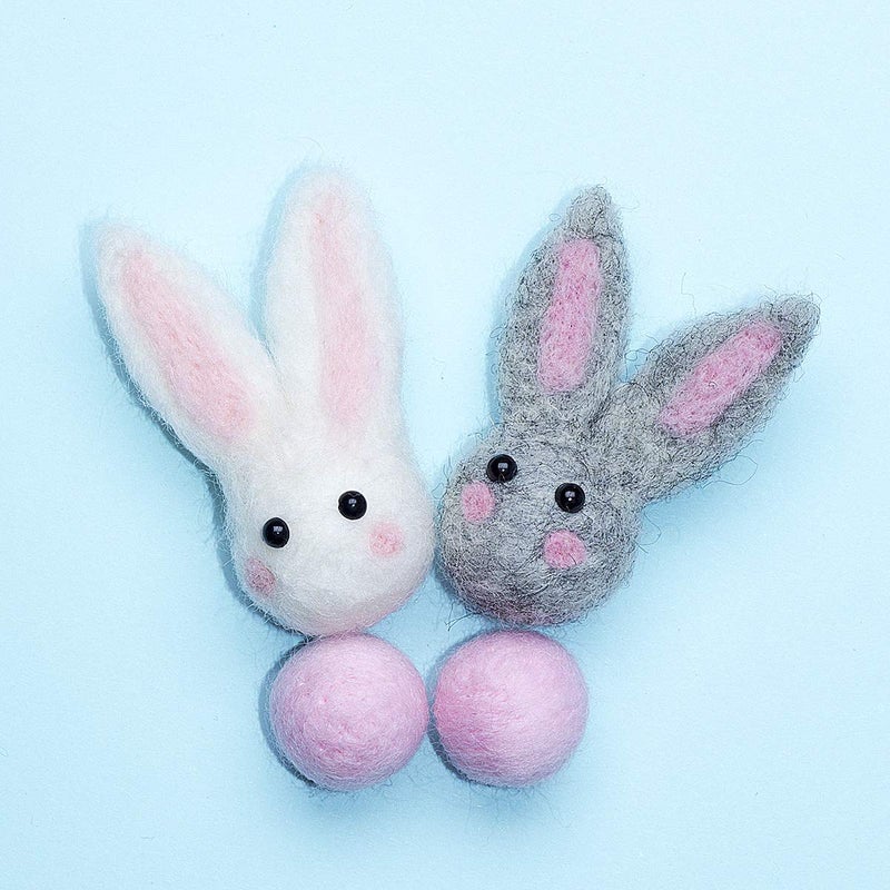 pinkblume Easter Felt Garland Wool Rabbit Pom Pom Banner,Handmade Bunny Ball Garland for Easter Holiday Baby Shower/Some Bunny is One/Nursery Decorations/Wall Hanging Decor(White/Pink/Grey) - Image 4