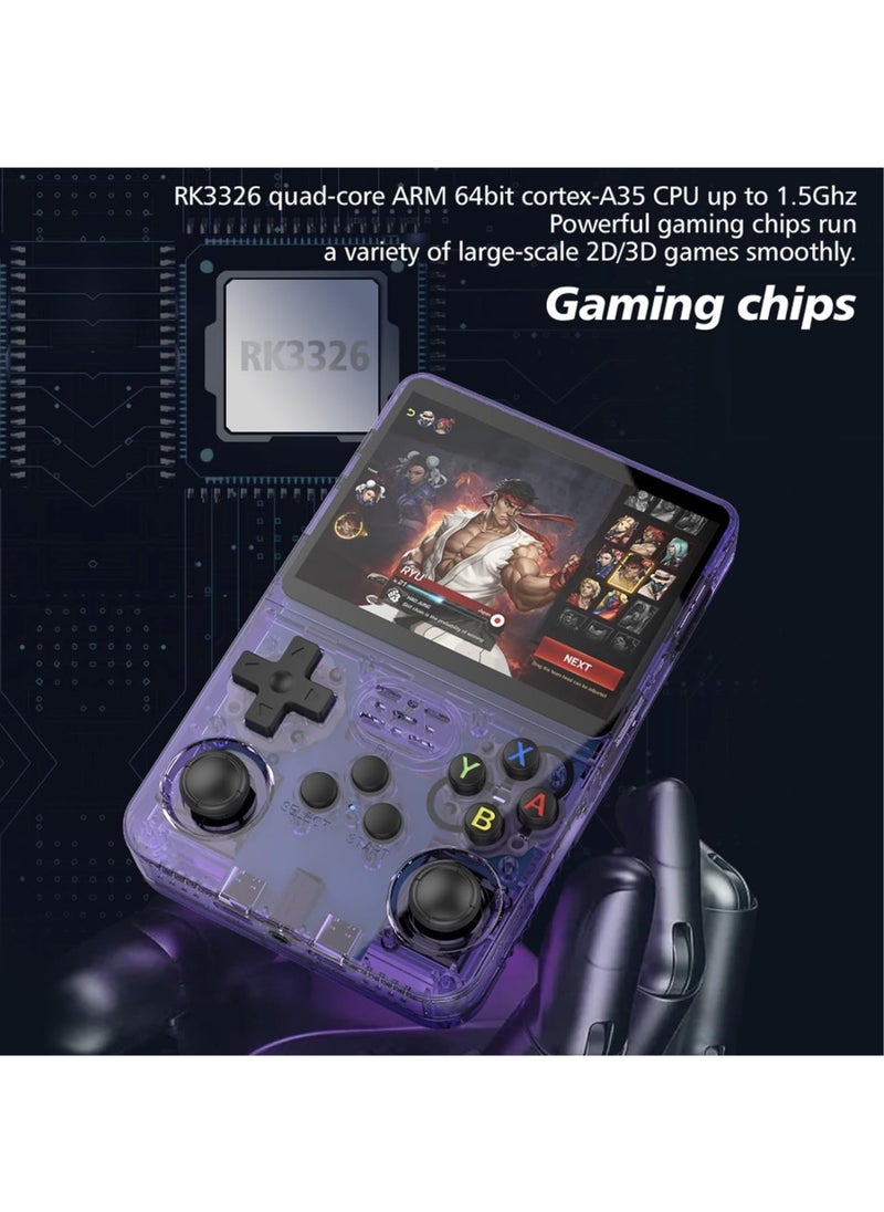 Generic - R36S Handheld Retro Gaming Console Linux System with 64G TF Card, Preloaded with 15000+ Games, Retro Video Game Console 3.5-inch IPS Screen (White 64G) - Image 1