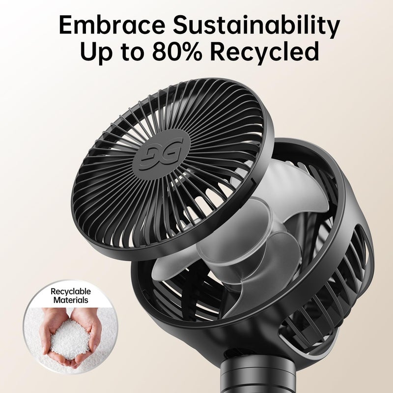 GUSGU Baby Stroller Fan with Clip, Rechargeable & Battery Operated Portable Fan with 16H Max Runtime, Hands Free 360Â° Adjustable Quiet Personal Fan for Travel, Car Seat, Crib, Trolleyâ€‹, Bedroomâ€‹ - Image 5